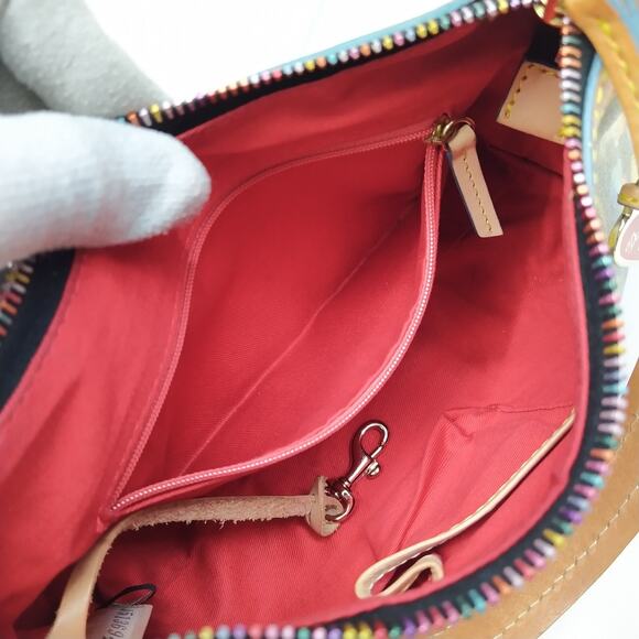 Dooney & Bourke Multicolor Bees Coated Canvas Leather Trim Hobo Shoulder Bag - Picture 14 of 16